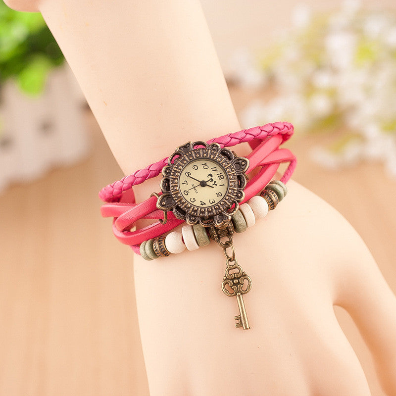 Retro Style Key Pendant Multilayer Watch