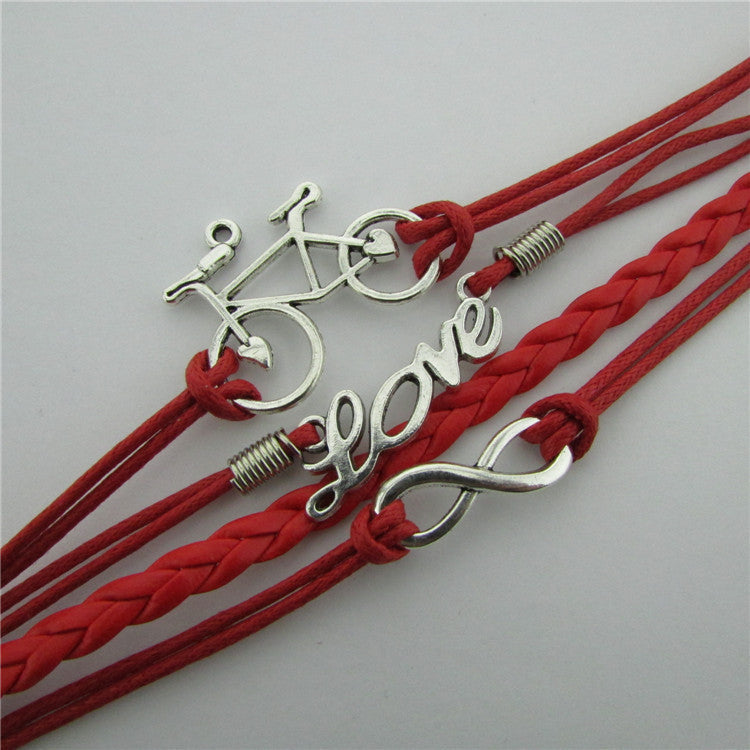 LOVE Bike Hand-made Leather Cord Bracelet