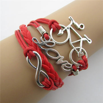 LOVE Bike Hand-made Leather Cord Bracelet