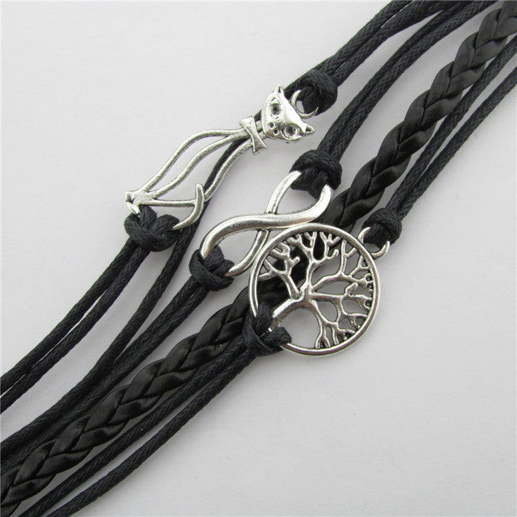 Beautiful Cat Trees Leather Cord Bracelet