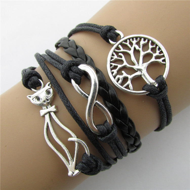 Beautiful Cat Trees Leather Cord Bracelet