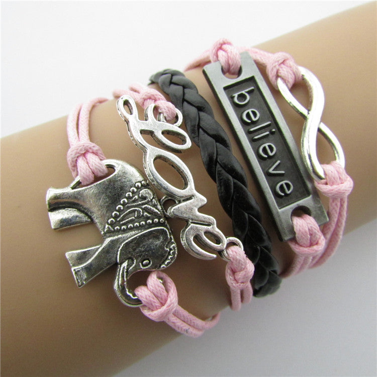 Elephant 8 LOVE Multielement Colored Fashion Bracelets
