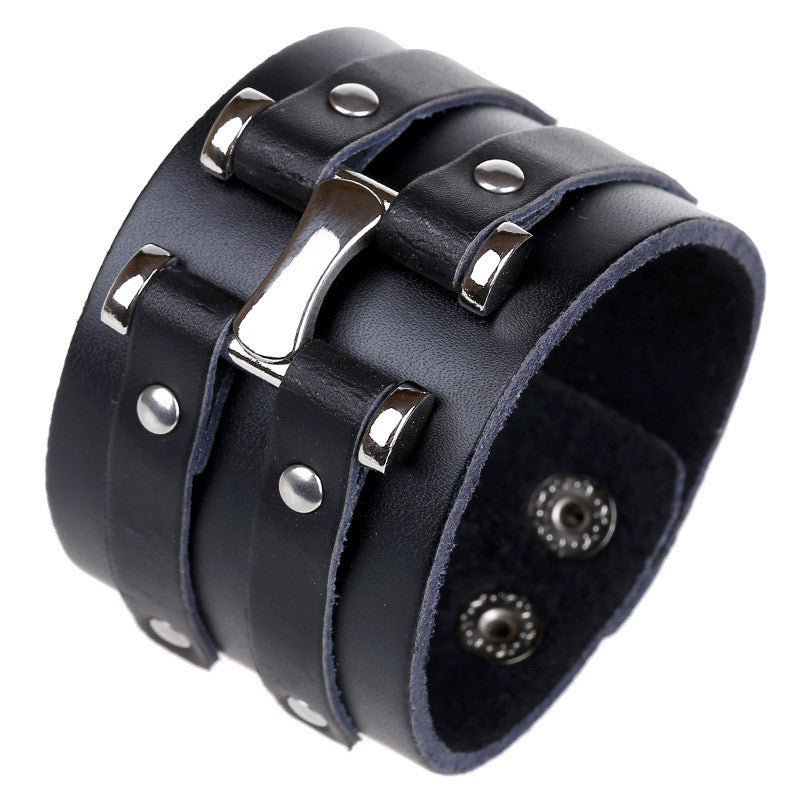 Personality Punk Wide Leather Bracelet