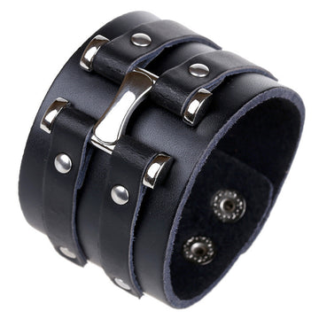 Personality Punk Wide Leather Bracelet