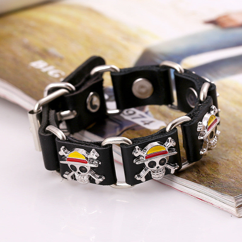The Pirate Skull Leather Bracelet