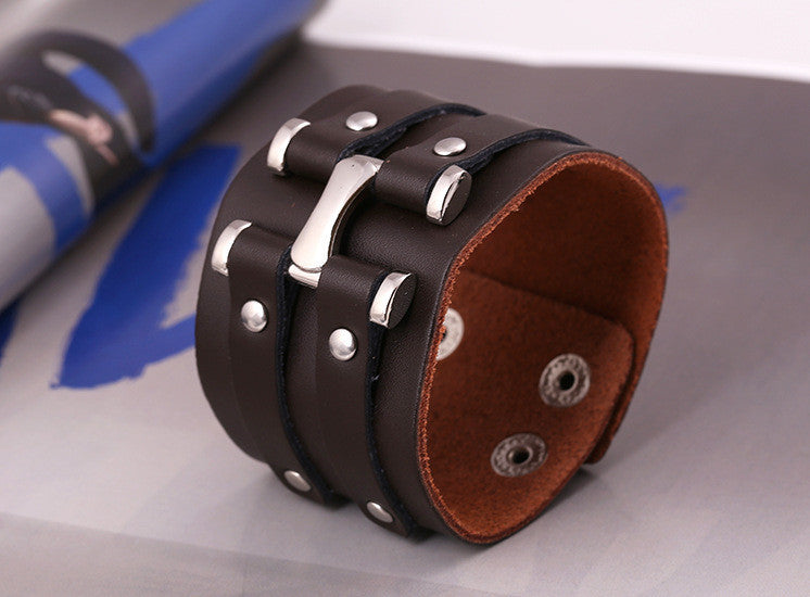 Personality Punk Wide Leather Bracelet