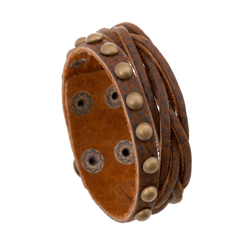 Retro Style Rivet Fashion Woven Bracelet