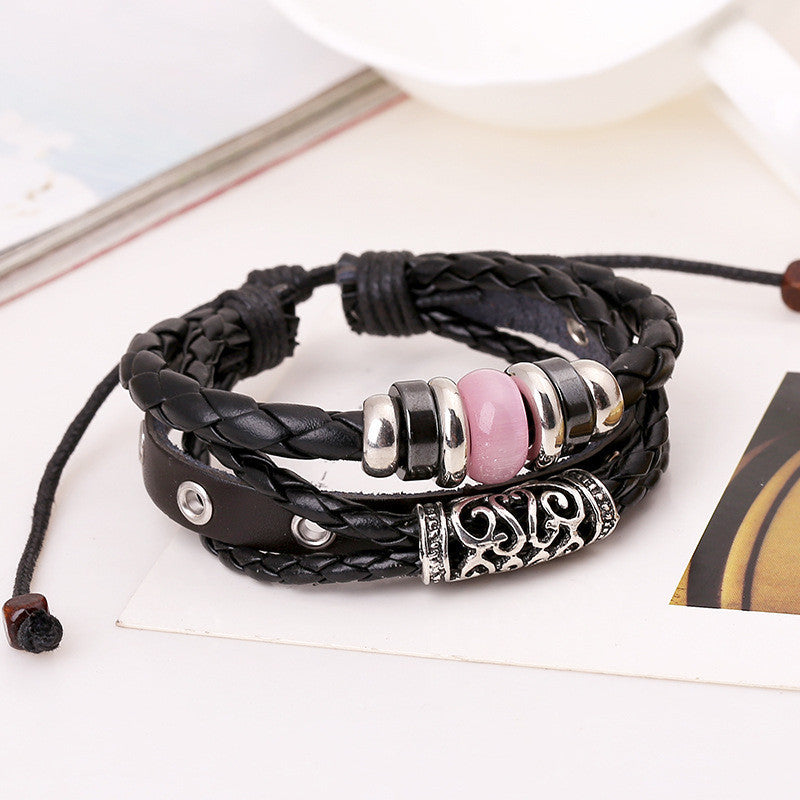 Personality Beaded Multilayer Leather Bracelet