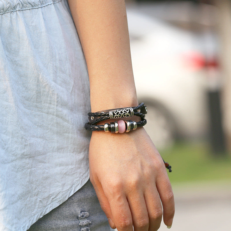 Personality Beaded Multilayer Leather Bracelet