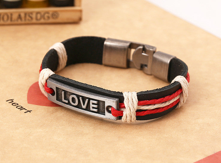 LOVE Alloy Woven Lovers Bracelet
