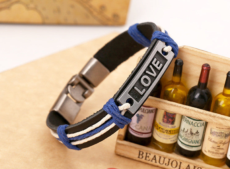 LOVE Alloy Woven Lovers Bracelet