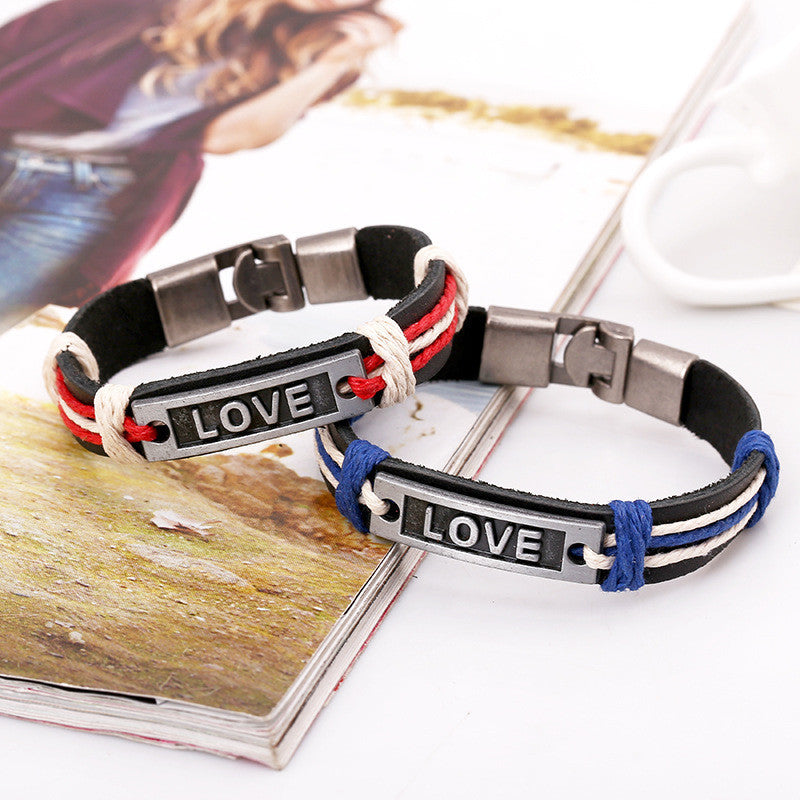 LOVE Alloy Woven Lovers Bracelet