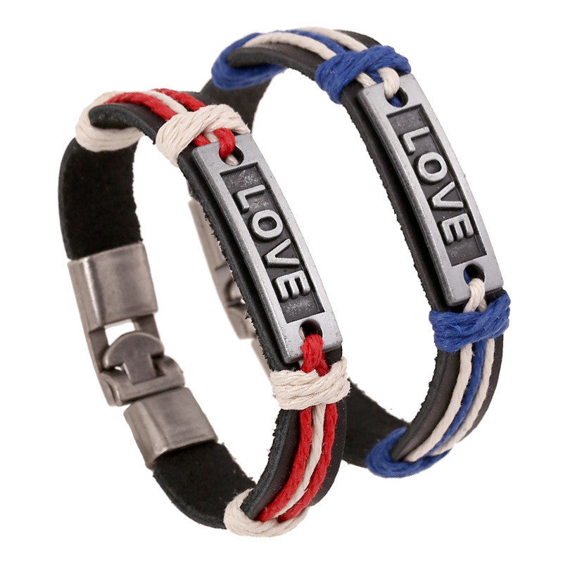 LOVE Alloy Woven Lovers Bracelet