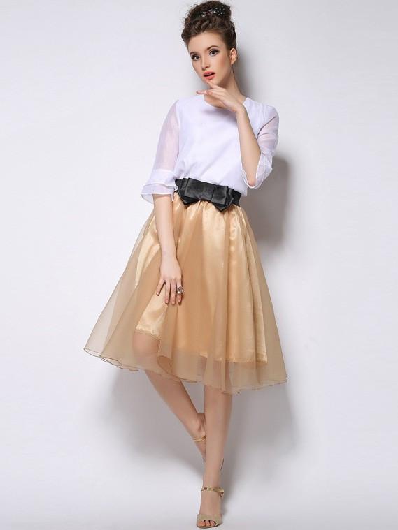Sweet Bowknot Multi-layer A-line Pleated Tulle Skirt