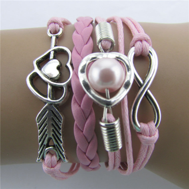 Arrow Through Heart Woven Multilayer Bracelet