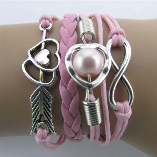 Arrow Through Heart Woven Multilayer Bracelet