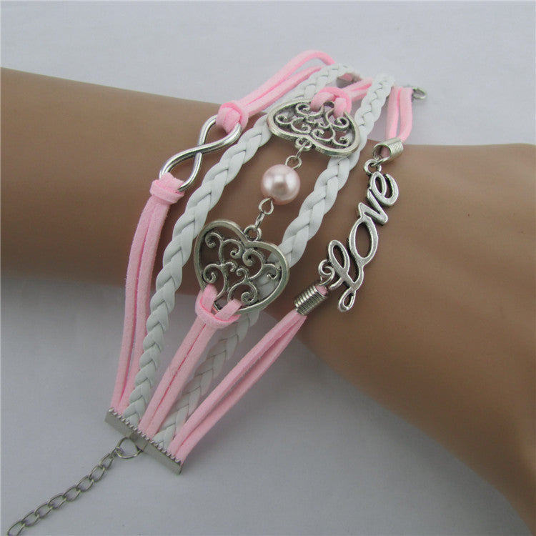 Exquisite Hollow Out Heart Pearl Bracelet