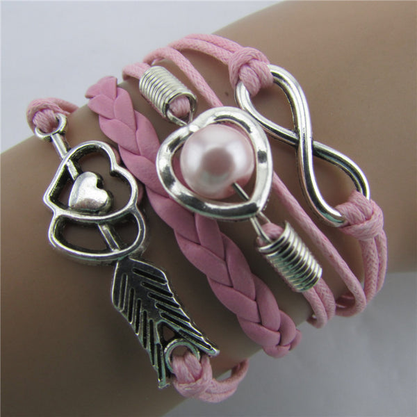 Arrow Through Heart Woven Multilayer Bracelet