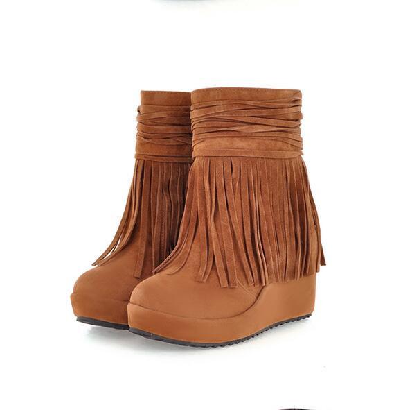 Tassel High-Heeled Women Ankle Boots Shoes