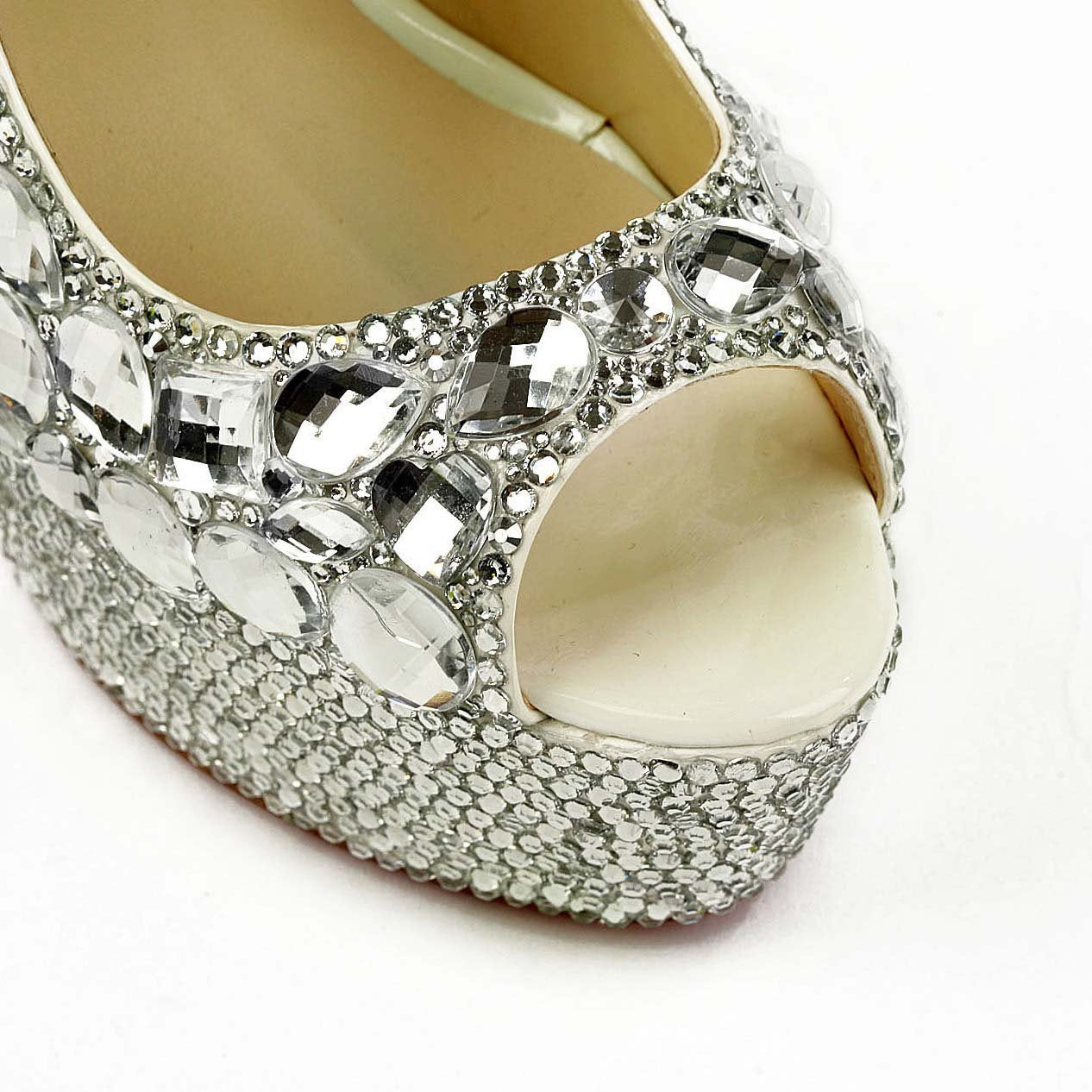 Silver Platform Wedding Rhinestone Sandals