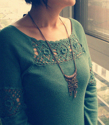 Retro Style Key Lock Tassel Necklace
