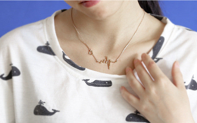 ECG heart Shape Fashion Clavicle Color Gold Alloy Necklace