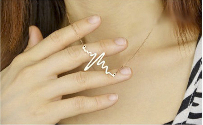 ECG heart Shape Fashion Clavicle Color Gold Alloy Necklace