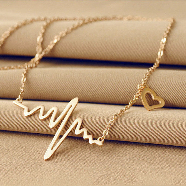 ECG heart Shape Fashion Clavicle Color Gold Alloy Necklace