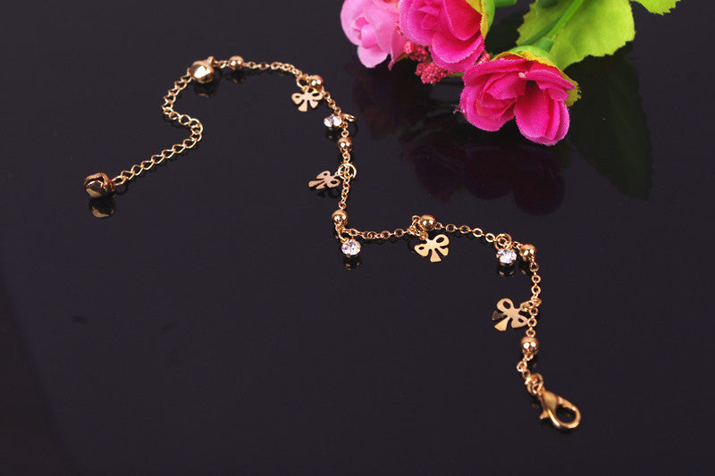 Butterfly Rose Crystal Tassel Anklet