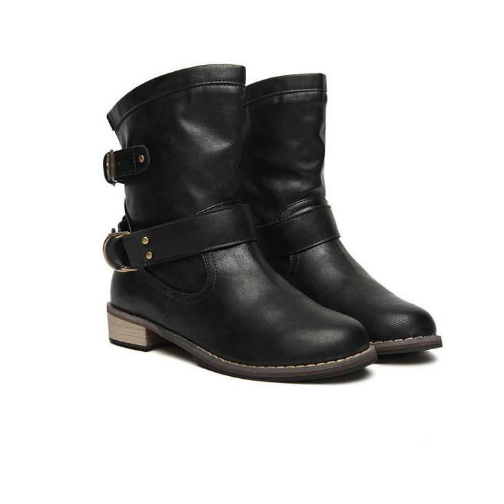 British Casual Wrapped Buckle Short Martin Boots