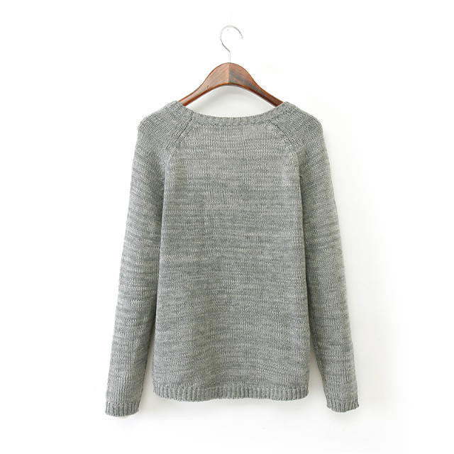 Splicing Pullover Scoop Knit Slim Heart Pattern Sweater – May Your Fashion