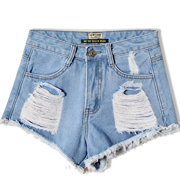 Frayed Rolled Hem Rough Edges High Waist Shorts - May Your Fashion - 4