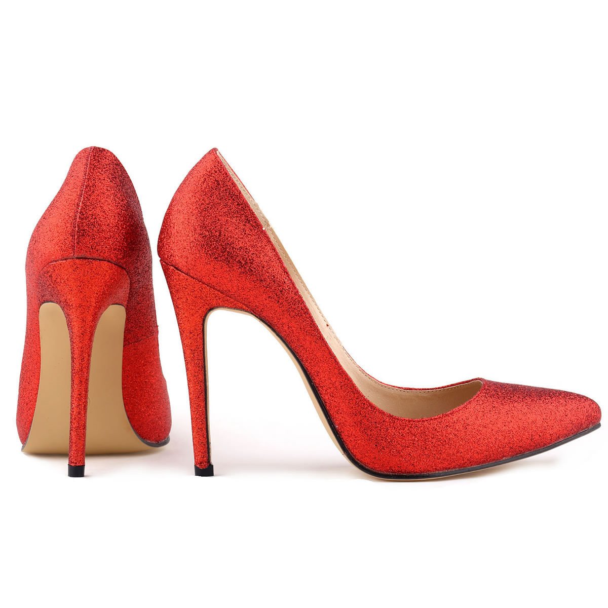 Sexy Pointed Shining Fabric Shallow Heel Shoes