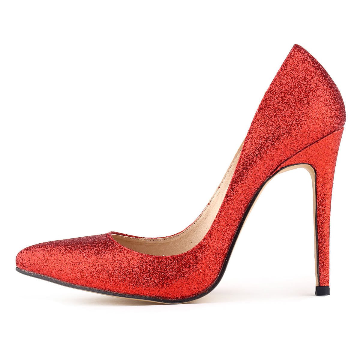Sexy Pointed Shining Fabric Shallow Heel Shoes