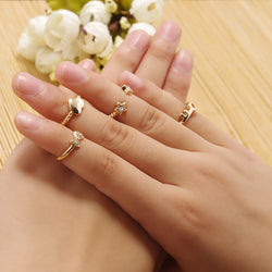 Crystal Stars Bowknot Key Hearts Suit Ring