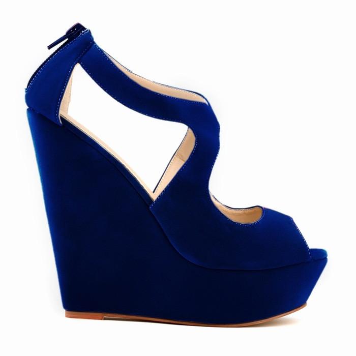 Suede Peep-Toe High Wedges Club Sandals