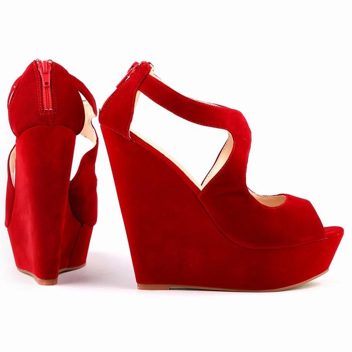 Suede Peep-Toe High Wedges Club Sandals