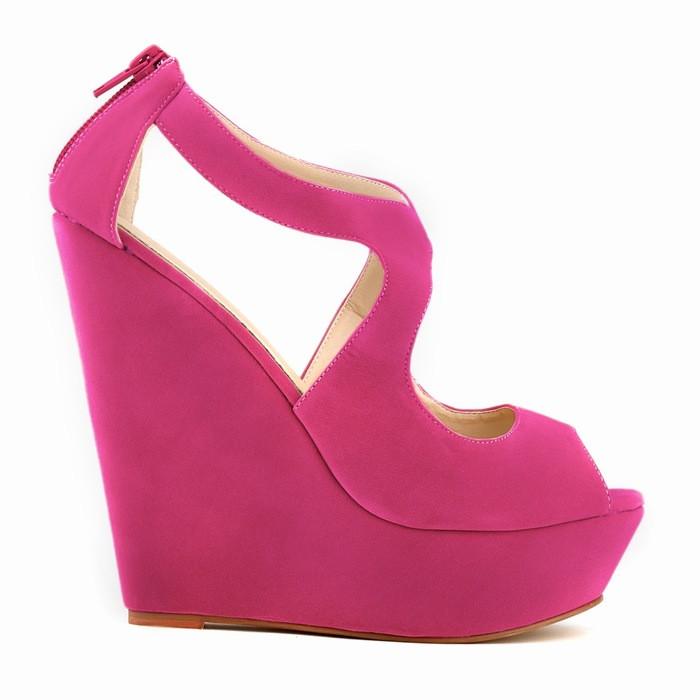 Suede Peep-Toe High Wedges Club Sandals