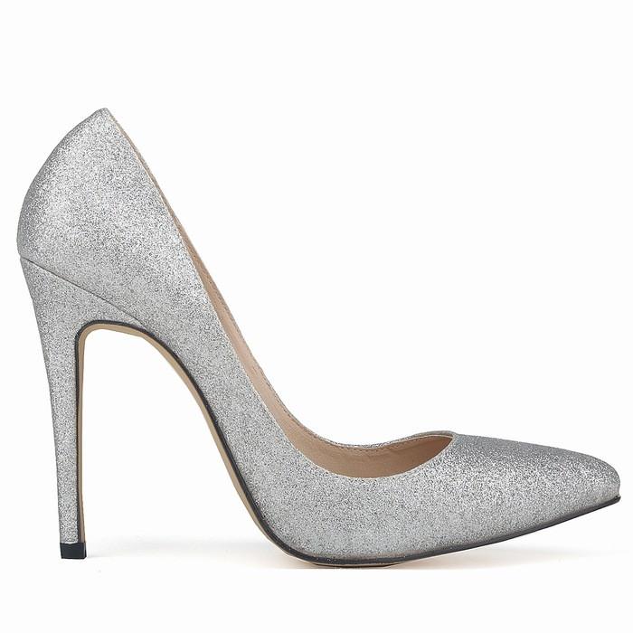 Sexy Pointed Shining Fabric Shallow Heel Shoes