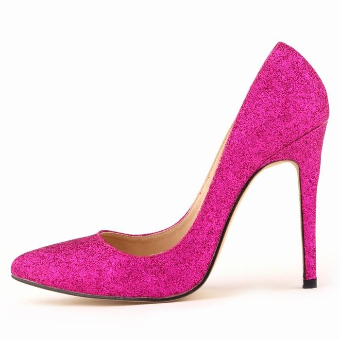 Sexy Pointed Shining Fabric Shallow Heel Shoes