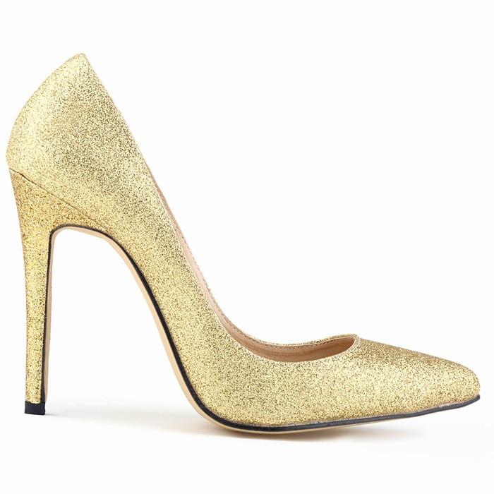 Sexy Pointed Shining Fabric Shallow Heel Shoes
