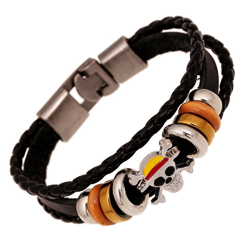 Skull Beaded Multilayer Woven Bracelet