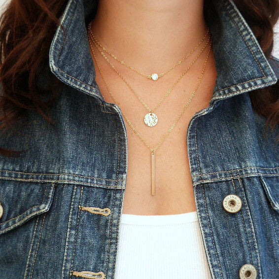Retro Sequins Multilayer Short Necklace