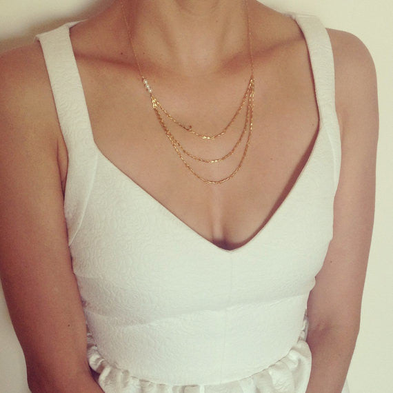 Contracted Handmade Beaded Sweet Multilayer Short Necklace