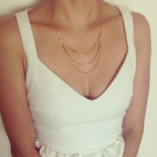 Contracted Handmade Beaded Sweet Multilayer Short Necklace