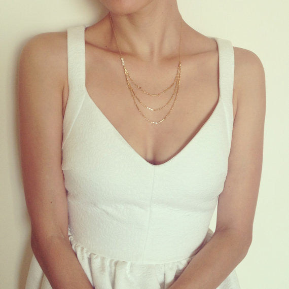 Contracted Handmade Beaded Sweet Multilayer Short Necklace