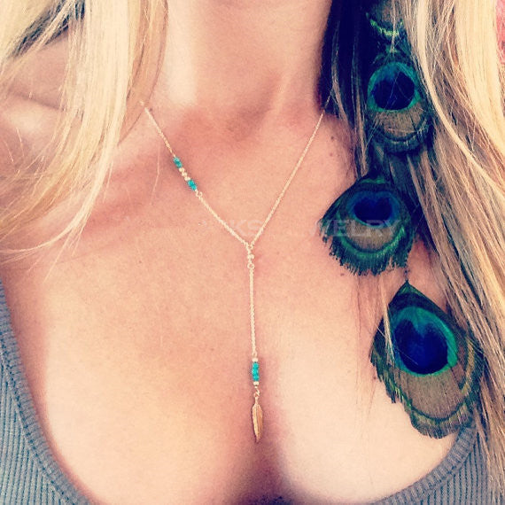 Bohemian Retro Style Feather Tassels Necklace