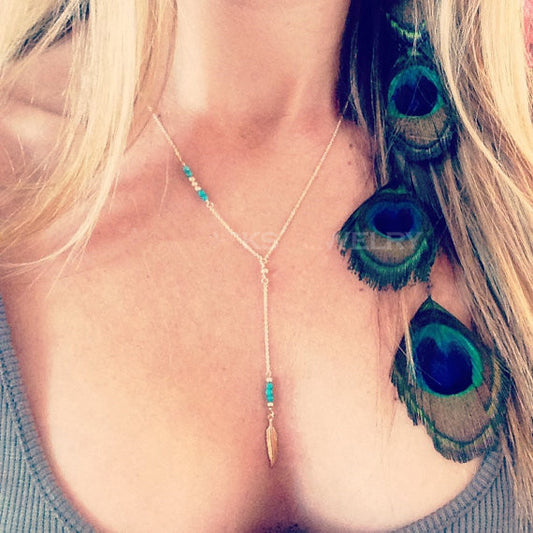 Bohemian Retro Style Feather Tassels Necklace