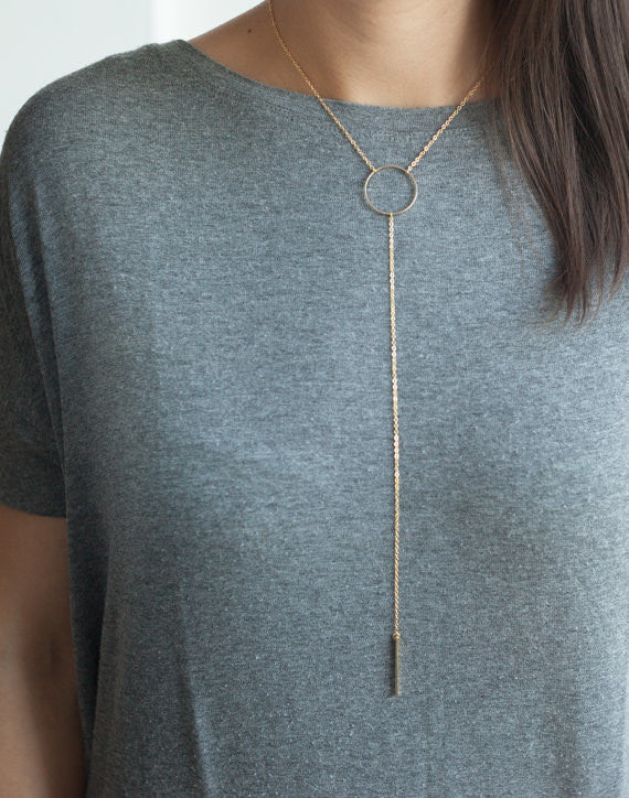 Metal Ring Tassel Short Necklace