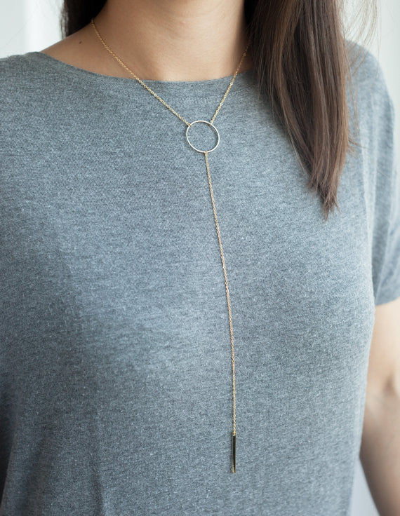 Metal Ring Tassel Short Necklace